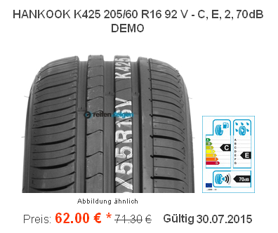 Hankook-205-60-R16-92V-Kinergy-Eco-K425-Demo-nur-62-EUR