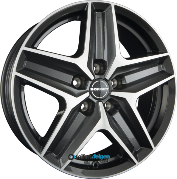 BORBET CWZ 7.5x18 ET53 5x130 NB78.1 Mistral Anthracite Glossy Polished