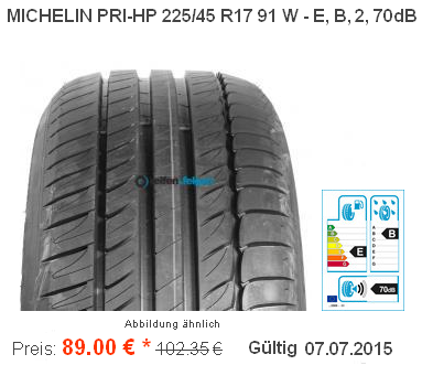 Michelin-PRIMACY-HP-GRNX-225-45-R17-91W-nur-89-Euro